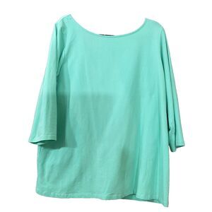 Chadwicks of Boston stretch jersey knit top Woman's 2X blue green 3/4 sleeves